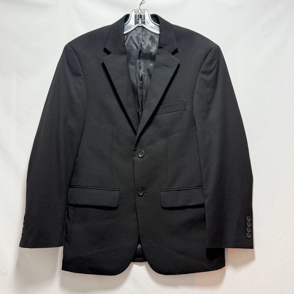 Pronto Uomo Platinum Men’s 100% Wool Black Suit 36 Short